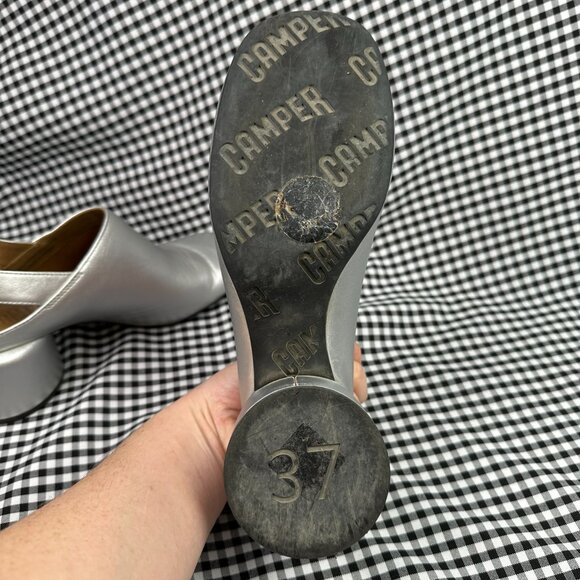 CAMPER Niki Silver Metallic Futuristic Mule Clogs Size EU 37 / US Women's 7 - Picture 5 of 6